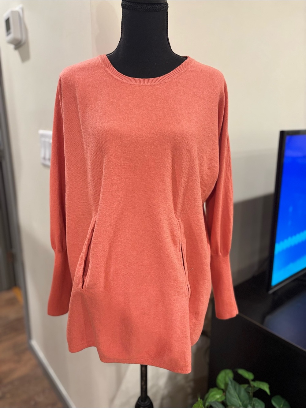 Garnet Hill Organic Cotton Pocket Detail Sweater Sz M